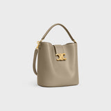 MEDIUM BUCKET LOUISE IN SMOOTH CALFSKIN Modern Taupe