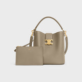 MEDIUM BUCKET LOUISE IN SMOOTH CALFSKIN Modern Taupe