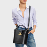 MEDIUM BUCKET LOUISE IN SMOOTH CALFSKIN BLACK