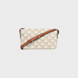 SHOULDER BAG CLAUDE IN Triomphe canvas and calfskin WHITE