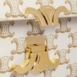 SHOULDER BAG CLAUDE IN Triomphe canvas and calfskin WHITE