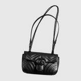 GG Marmont small shoulder bag black leather