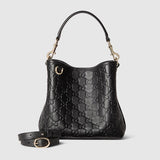 GG Emblem small bucket bag Black GG leather