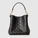 GG Emblem small bucket bag Black GG leather