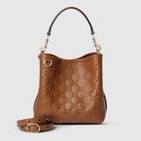 GG Emblem small bucket bag brown GG leather