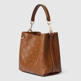 GG Emblem small bucket bag brown GG leather