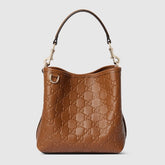 GG Emblem small bucket bag brown GG leather