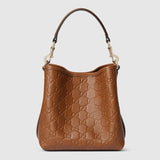 GG Emblem small bucket bag brown GG leather