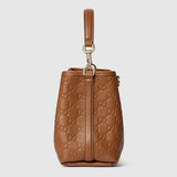 GG Emblem small bucket bag brown GG leather
