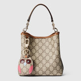 GG Emblem small bucket bag and brown GG fabric