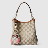 GG Emblem small bucket bag and brown GG fabric