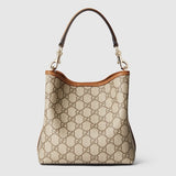 GG Emblem small bucket bag and brown GG fabric