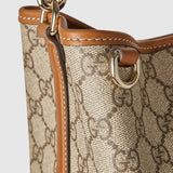 GG Emblem small bucket bag and brown GG fabric