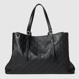 GG Emblem large tote bag Black full-grain leather