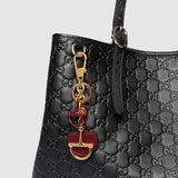 GG Emblem large tote bag Black full-grain leather