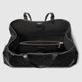 GG Emblem large tote bag Black full-grain leather