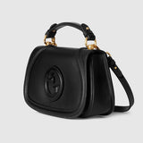 Blondie medium top handle bagblack smooth leather