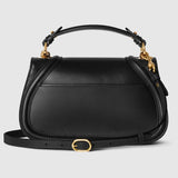 Blondie medium top handle bagblack smooth leather