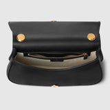 Blondie medium top handle bagblack smooth leather