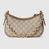 GG Emblem small shoulder bag and dark brown fabric