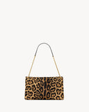 CASSANDRE LARGE POUCH ON CHAIN IN PONY HAIR LEATHER BROWN AND BLACK
