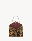 CASSANDRE LARGE POUCH ON CHAIN IN PONY HAIR LEATHER BROWN AND BLACK