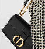 30 Montaigne East-West Bag with Chain Black Calfskin