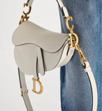 Mini Saddle Bag with Strap Latte Grained Calfskin