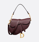 Saddle Bag with Strap Plum Grained Calfskin