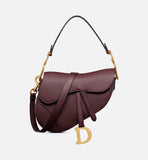 Saddle Bag with Strap Plum Grained Calfskin