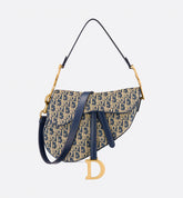Blue Oblique Chambray Saddle Bag with Strap