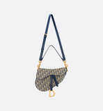 Blue Oblique Chambray Saddle Bag with Strap
