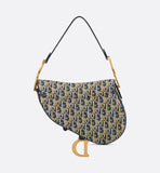 Blue Oblique Chambray Saddle Bag with Strap