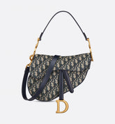 Saddle Bag with Strap Blue Oblique Jacquard