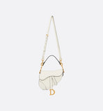 Mini Saddle Bag with Strap Latte Grained Calfskin