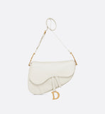 Mini Saddle Bag with Strap Latte Grained Calfskin