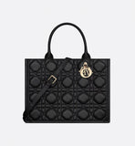 Medium Dior Book Tote Black Macrocannage Calfskin