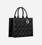 Medium Dior Book Tote Black Macrocannage Calfskin
