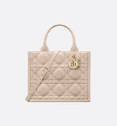 Small Dior Book Tote Powder Beige Macrocannage Calfskin