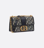 30 Montaigne Chain Bag Blue Dior Oblique Jacquard