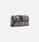 30 Montaigne East-West Bag with Chain Blue Dior Oblique Jacquard