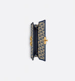30 Montaigne East-West Bag with Chain Blue Dior Oblique Jacquard
