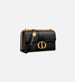 30 Montaigne East-West Bag with Chain Black Calfskin