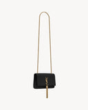 KATE SMALL TASSEL IN CROCODILE-EMBOSSED LEATHER BLACK