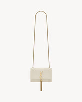 KATE SMALL TASSEL IN CROCODILE-EMBOSSED LEATHER BLANC VINTAGE
