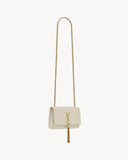 KATE SMALL TASSEL IN CROCODILE-EMBOSSED LEATHER BLANC VINTAGE