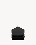 CASSANDRA MEDIUM TOP HANDLE BAG IN GRAIN DE POUDRE EMBOSSED LEATHER BLACK