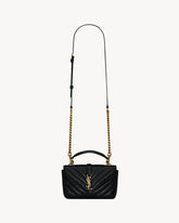 COLLEGE MINI CHAIN BAG IN SHINY CRACKLED LEATHER BLACK