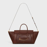 MEDIUM SMILING NEW LUGGAGE IN SUPPLE SHINY LAMBSKIN DEEP BROWN