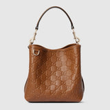 GG Emblem small bucket bag brown GG leather